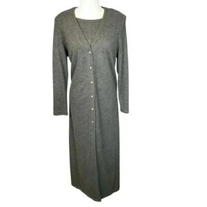 Ronni Nicole ll Ouida 2 Piece Sweater Cardigan Sleeveless Dress Gray Size large